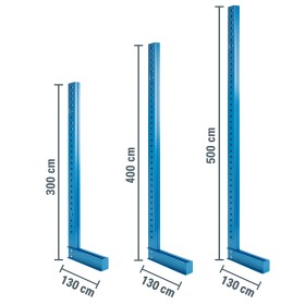 Wolfstahl Ständer für Kragarmregal / Einseitig / 130 cm tief / 3m, 4m, 5m