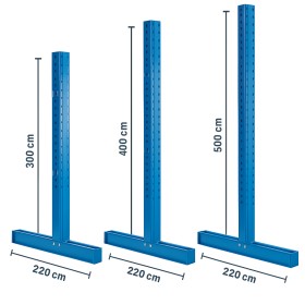Wolfstahl Montanti per scaffalature cantilever / Bifacciali / Profondità 220 cm / 3 m, 4 m, 5 m