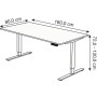 Kerkmann Move-3 Elektrisch höhenverstellbarer Schreibtisch rechteckig, T-Fuss-Gestell 160-180cm - technische Ansicht