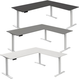 Kerkmann Move-3 Elektrisch höhenverstellbarer Schreibtisch L-Form, 180x80cm - Anbau 100x60cm