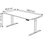Kerkmann Move-3 Premium Elektrisch höhenverstellbarer Schreibtisch rechteckig, T-Fuss-Gestell 160-200cm - technische Ansicht