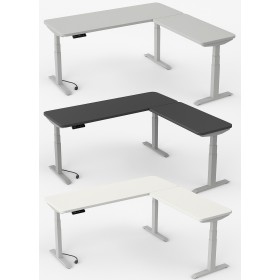 Kerkmann Move-3 Premium Elektrisch höhenverstellbarer Schreibtisch L-Form, 200x100cm - Anbau 120x80cm