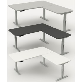Kerkmann Move-3 Premium Elektrisch höhenverstellbarer Schreibtisch L-Form, 180x80cm - Anbau 100x60cm