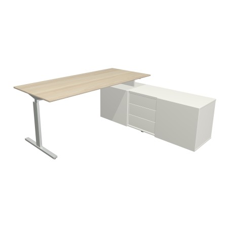 Kerkmann Scrivania rettangolare Form 2, struttura a T con credenza 180x80cm - vista dettagliata