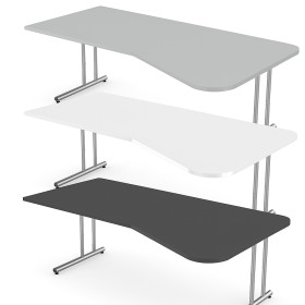 Kerkmann Scrivania Lago a L, struttura con gambe a C cromate, 195 x 80/100