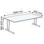 Kerkmann StageOne höhenverstellbarer Schreibtisch rechteckig, 4-Fuss-Gestell 180x80cm - technische Ansicht