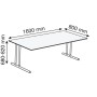 Kerkmann Scrivania rettangolare StageOne regolabile in altezza, struttura 160x80cm - vista tecnica