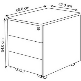 Form 1 Rollcontainer weiss 3 Schubladen 42 x 60 x 54 cm