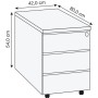 Kerkmann Contenitore con ruote Yukon con 3 cassetti, 42 x 80 x 54 cm - immagine prodotto