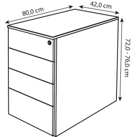 StageOne Standcontainer 4 Schubladen 42 x 80 x 72 - 76 cm