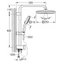 GROHE Vitalio Comfort 250 Flex Duschsystem mit Umstellung, Wandmontage 62 cm - technische Ansicht