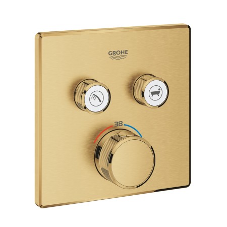 Ensemble de finition thermostatique GROHE Grohtherm SmartControl avec 2 vannes d'arrêt, version carrée