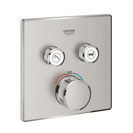 Ensemble de finition thermostatique GROHE Grohtherm SmartControl avec 2 vannes d'arrêt, version carrée