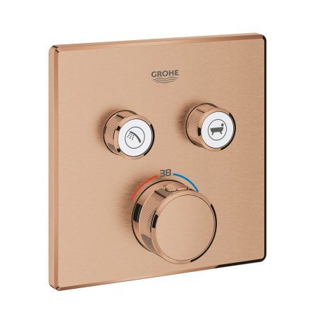 Ensemble de finition thermostatique GROHE Grohtherm SmartControl avec 2 vannes d'arrêt, version carrée