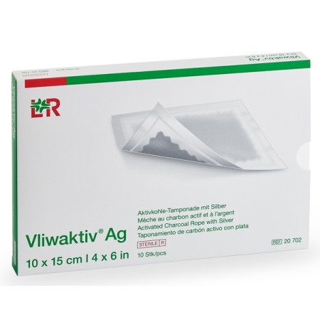 Lohmann & Rauscher Vliwaktiv Ag Aktivkohle-Tampon mit Silber, steril, 10 x 15 cm 10stk