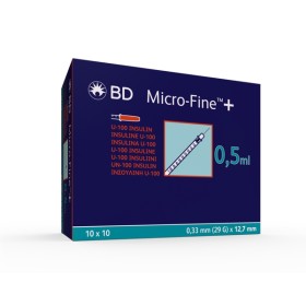 BD Micro-Fine+ U100 Insulinspritze, 29G 0.33x12.7mm 100 x 0.5ml 100stk