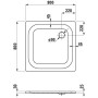 Roca Piatto doccia in acciaio Steel Plan super piatto 80 x 80 x 2,5 cm - vista tecnica