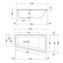 Duravit No. 1 Trapez-Badewanne 170 x 100 cm mit 1 Rückenschräge rechts - technische Ansicht