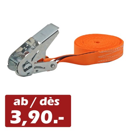 Zurrpack Pack 10x stk. Umreifungsgurt 25 mm mit Druckratsche – 6 m – 800 daN Orange