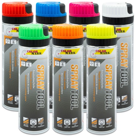 DUPLI-COLOR 12x stk. SPRAYTOOL - Baumarkierfarbe mit Sicherheitskappe, 500 ml