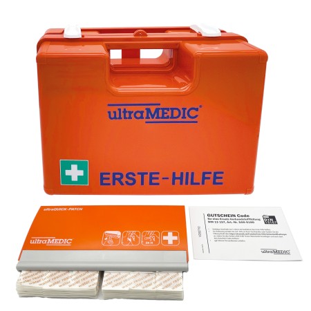 UltraMed Erste-Hilfe-Set ultraAID I DIN 13157 mit Pflasterspender, mit Wandhalterung