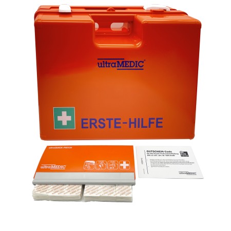 UltraMed Erste-Hilfe-Set ultraAID II DIN 13169 mit Pflasterspender, mit Wandhalterung