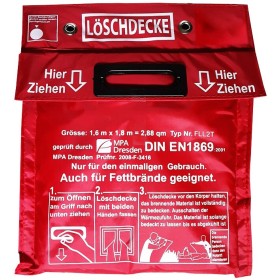 Löschdecke 1,6m x 1,8m in Tasche – grosse Sicherheitsdecke für Gastro & Werkstatt