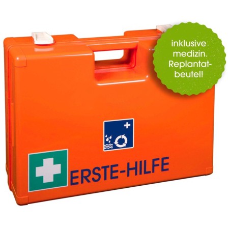 UltraMed Erste-Hilfe-Koffer UMWELT mit Spezialfüllung und Replantatbeutel mit Wandhalterung