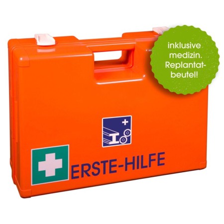 UltraMed Erste-Hilfe-Koffer METALL mit Spezialfüllung und Replantatbeutel mit Wandhalterung