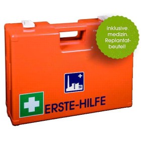UltraMed Erste-Hilfe-Koffer INDUSTRIE mit Spezialfüllung und Replantatbeutel mit Wandhalterung