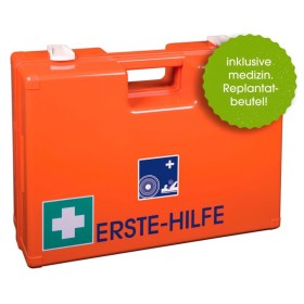 UltraMed Erste-Hilfe-Koffer HOLZ mit Spezialfüllung und Replantatbeutel mit Wandhalterung