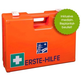 UltraMed Erste-Hilfe-Koffer ENERGIE mit Spezialfüllung und Replantatbeutel mit Wandhalterung