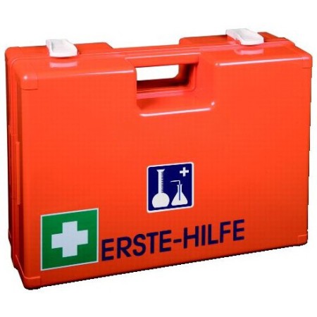 UltraMed Erste-Hilfe-Koffer CHEMIE mit Spezialfüllung mit Wandhalterung