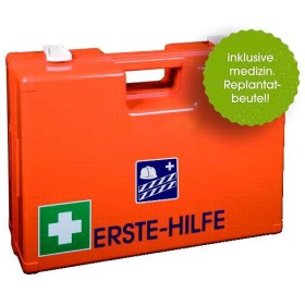 UltraMed Erste-Hilfe-Koffer BAUSTELLE mit Spezialfüllung und Replantatbeutel mit Wandhalterung