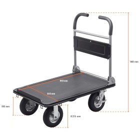 Klappbarer Plattformwagen mit Luftreifen & Feststellbremsen 300 kg