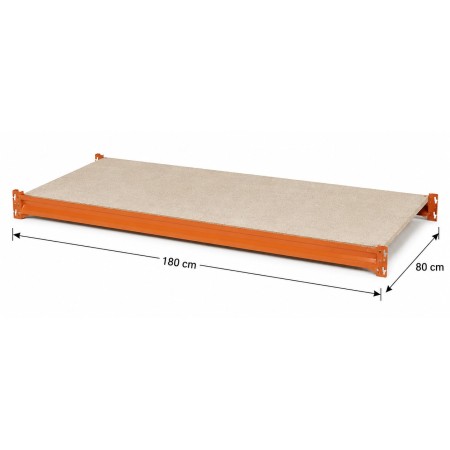 Zusatzboden / Extra Regalboden 1.8m breit - 80cm tief - Orange Traversen mit Holzboden