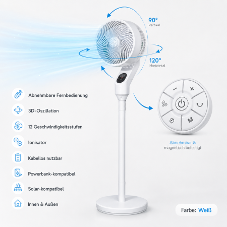 VALS Valstronot 3D Ventilator patentiert 25 W mit Ionisator Weiss