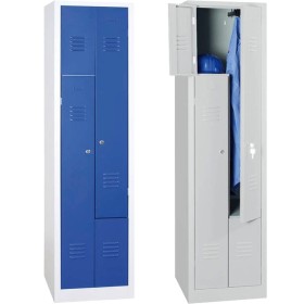 Wolfstahl Garderobenschrank Kleiderspind in "Z"-Form 2 Schliessfächer Zylinderschloss Lichtgrau