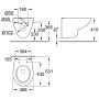 GROHE Cuvette suspendue sans bride Bau Ceramic pour réservoir encastré - vue technique