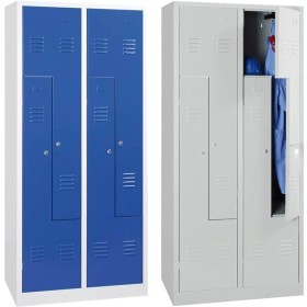 Wolfstahl Garderobenschrank Kleiderspind in "Z"-Form 4 Schliessfächer Zylinderschloss Lichtgrau