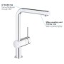 Robinet de cuisine monocommande GROHE Minta avec douchette extractible SpeedClean - vue technique