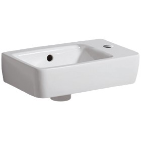 Lavabo compact asymétrique Geberit Renova 40 cm avec trou de robinet à droite