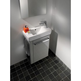Lavabo compact asymétrique Geberit Renova 40 cm avec trou de robinet à droite