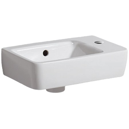 Lavabo compact Geberit Renova 40 cm, asymétrique avec trou de robinet à droite