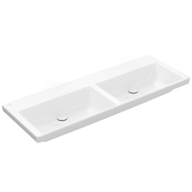 Meuble double vasque Villeroy & Boch Subway 3.0 130 cm, sans trou de robinet, sans trop-plein