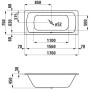 Roca Steel Duo 170 Rechteck-Stahlbadewanne 170 x 75 cm - technische Ansicht