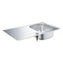 Lavello incasso in acciaio inox GROHE K200 86 x 50 cm con 1 vasca e gocciolatoio, reversibile