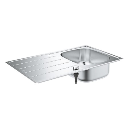 Lavello incasso in acciaio inox GROHE K200 86 x 50 cm con 1 vasca e gocciolatoio, reversibile