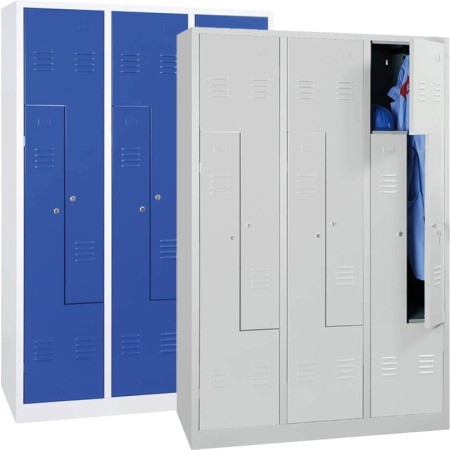 Wolfstahl Garderobenschrank Kleiderspind in "Z"-Form 6 Schliessfächer Zylinderschloss Lichtgrau