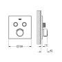 Ensemble de finition pour mitigeur encastré GROHE SmartControl avec 2 vannes d'arrêt, version carrée - vue détaillée